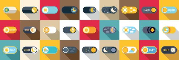 A flat design of sushi rolls and other food items vector