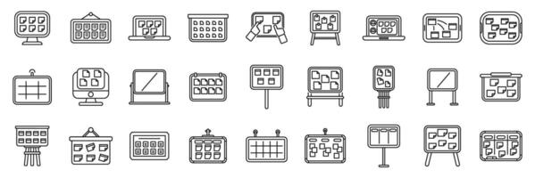 Scrum board icons set. Planning board icons showing project management, scheduling and business strategy vector