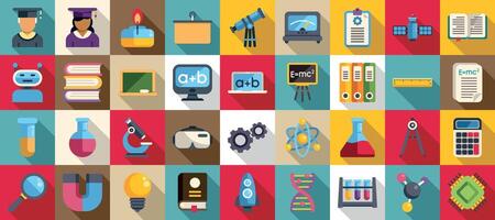 A set of flat icons of science and technology vector