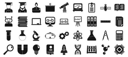 Various black and white icons of science and technology vector