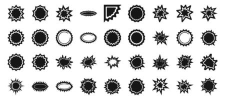 Starburst price icons set. Burst icons showing exploding and shattering objects vector