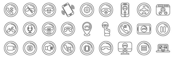 End call icons set. Phone call icons showing various actions and settings related to communication vector