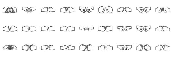 Fist bump icons set. Diverse hand gestures illustrating communication concepts vector