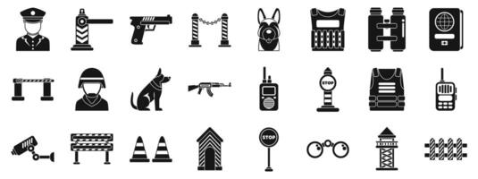 Border guard icons set. Comprehensive set of security and defense icons vector