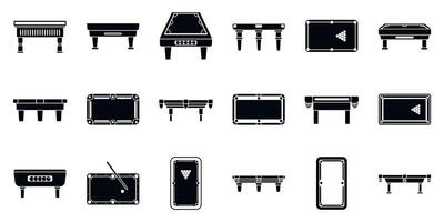 Snooker table icons set. Billiard tables showing different playing positions and game stages vector