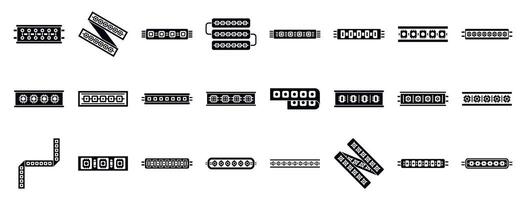 Led strips icons set. Led strip light icons showing different shapes and configurations for versatile lighting solutions vector