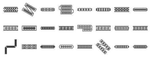 Led strips icons set. Led strip lights icons showing flexible illumination for modern design vector