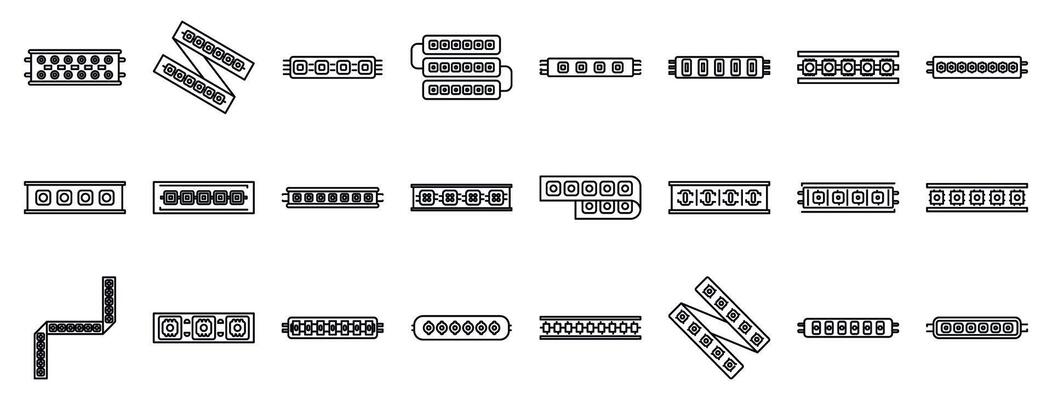 Led strips icons set. Led strip lights icons showing flexible illumination for modern design