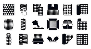 Bubble wrap package icons set. Bubble wrap protecting packaging and shipping icons showing cushioning material for safe delivery vector