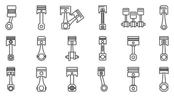 Car engine piston icons set. Set of piston icons representing engine power and movement vector