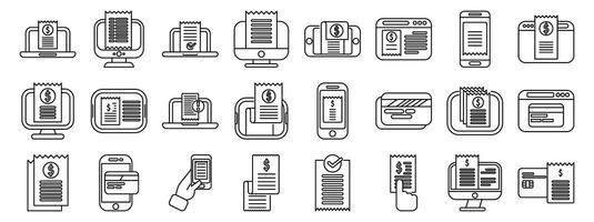 Internet invoicing icons set. Digital transactions and online payment icons collection vector