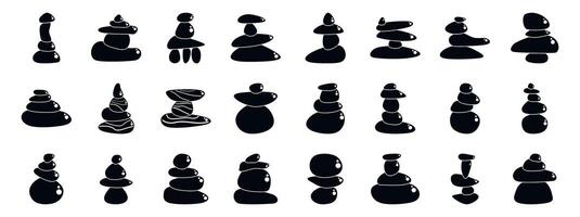 Balancing stone icons set. Balancing stones icons representing harmony and meditation vector
