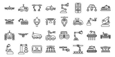 Robotic and automation line icons set vector