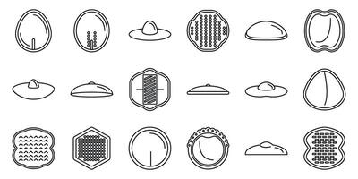 Breast pads icons set. Orthopedic insoles showing different shapes and textures for comfort and support vector