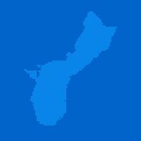 Blue halftone dot outline map background of Guam vector