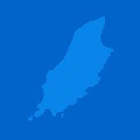 Blue halftone dot outline map background of Isle of Man vector