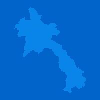 Blue halftone dot outline map background of Laos vector
