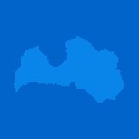 Blue halftone dot outline map background of Latvia vector