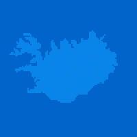 Blue halftone dot outline map background of Iceland vector