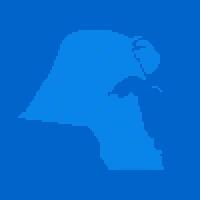 Blue halftone dot outline map background of Kuwait vector
