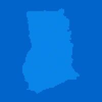 Blue halftone dot outline map background of Ghana vector
