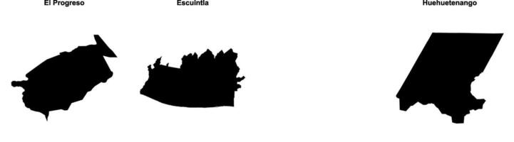 El Progreso, Escuintla, Guatemala, Huehuetenango outline maps vector