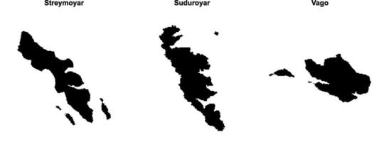 Streymoyar, Suduroyar, Vago outline maps vector