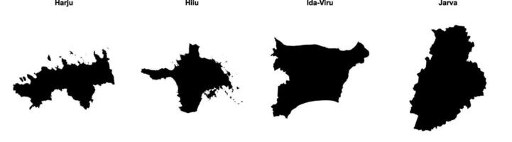 Harju, Hiiu, Ida Viru, Jarva outline maps vector
