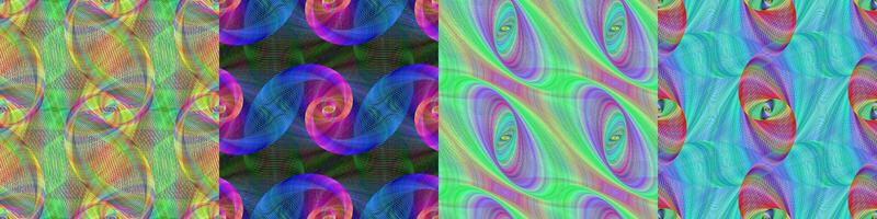 Seamless geometrical digital art pattern set vector