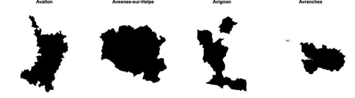 Avallon, Avesnes sur Helpe, Avignon, Avranches outline maps vector