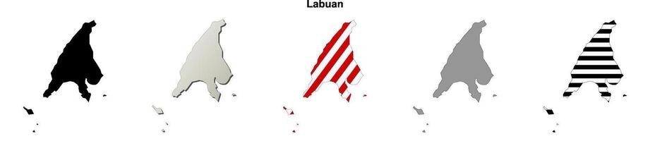 Labuan state blank outline map set vector