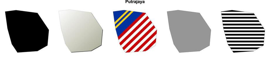 Putrajaya state blank outline map set vector