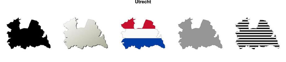 Utrecht province blank outline map set vector