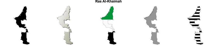Ras Al-Khaimah emirate blank outline map set vector