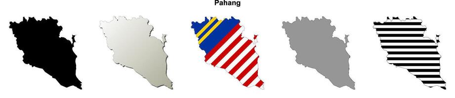 Pahang state blank outline map set vector