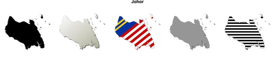 Johor state blank outline map set vector