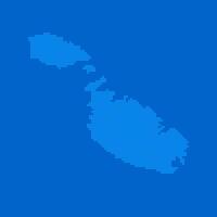 Blue halftone dot outline map background of Malta vector