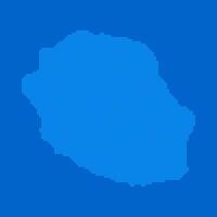 Blue halftone dot outline map background of Reunion vector