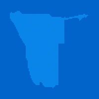 Blue halftone dot outline map background of Namibia vector