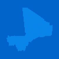 Blue halftone dot outline map background of Mali vector