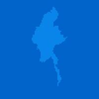 Blue halftone dot outline map background of Myanmar vector