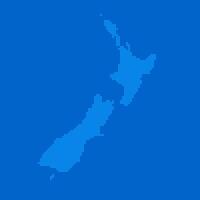 Blue halftone dot outline map background of New Zealand vector