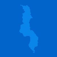 Blue halftone dot outline map background of Malawi vector