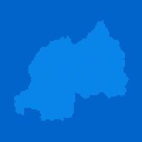Blue halftone dot outline map background of Rwanda vector