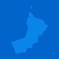 Blue halftone dot outline map background of Oman vector