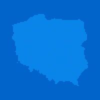 Blue halftone dot outline map background of Poland vector