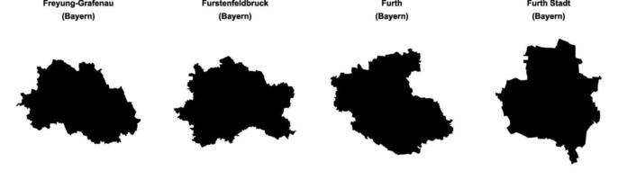 Freyung Grafenau, Furstenfeldbruck, Furth, Furth Stadt outline maps vector