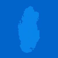 Blue halftone dot outline map background of Qatar vector