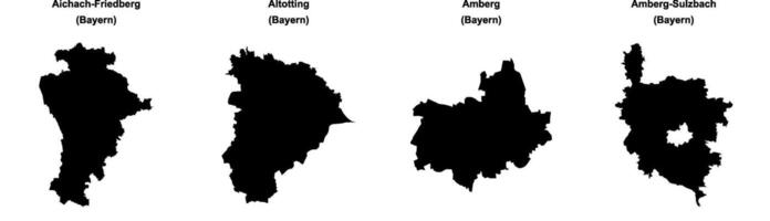Aichach Friedberg, Altotting, Amberg, Amberg Sulzbach outline maps vector