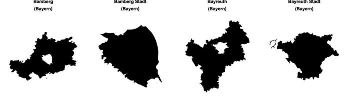 Bamberg, Bamberg Stadt, Bayreuth, Bayreuth Stadt outline maps vector
